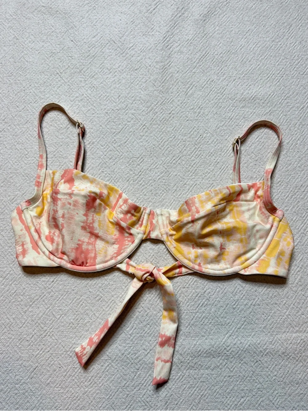 Monday Swimwear Sorrento Bikini Top L Pastel Yellow & Pink Beach Swim Vacation